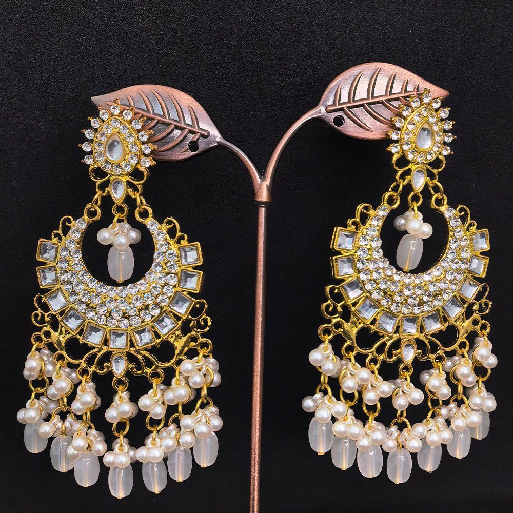 Gold plated kundan chandbali jhumka earrings – মহিলাদের জন্য রাজকীয় ব্রাইডাল ও ফেস্টিভ লুক