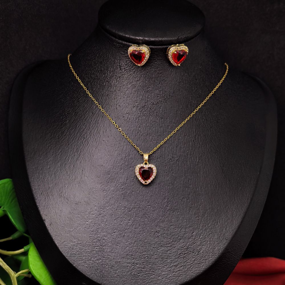 Heart Shape Stone Fashion Necklace Set For Women – মহিলাদের জন্য রোমান্টিক হার্ট শেপ স্টোনে তৈরি আকর্ষণীয় ফ্যাশন নেকলেস সেট - Image 10