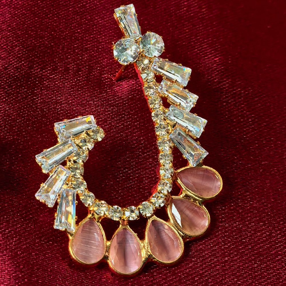 Pink, Multi-Color, Ment, and Black Tear Drop Shape Earrings with White Stone মহিলাদের জন্য রাজকীয় টিয়ার ড্রপ ও ক্রিস্টাল ইয়াররিং কালেকশন - Image 11
