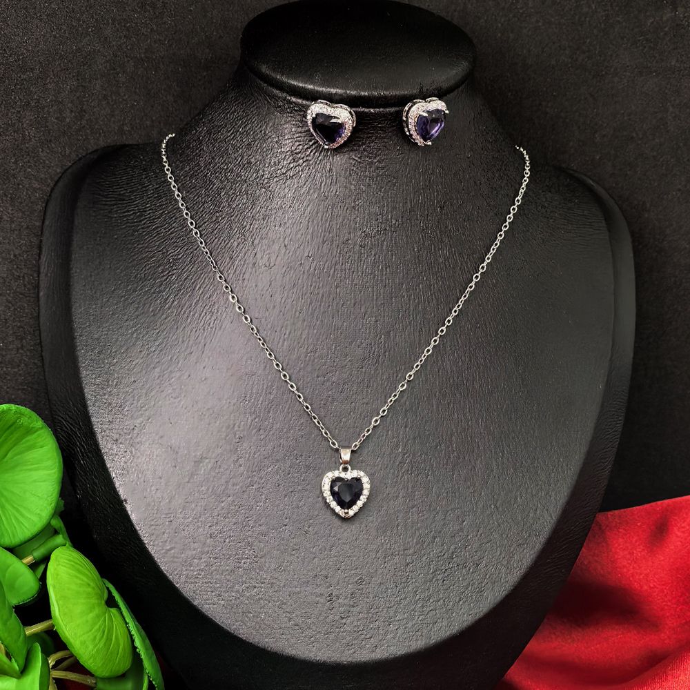 Heart Shape Stone Fashion Necklace Set For Women – মহিলাদের জন্য রোমান্টিক হার্ট শেপ স্টোনে তৈরি আকর্ষণীয় ফ্যাশন নেকলেস সেট - Image 12