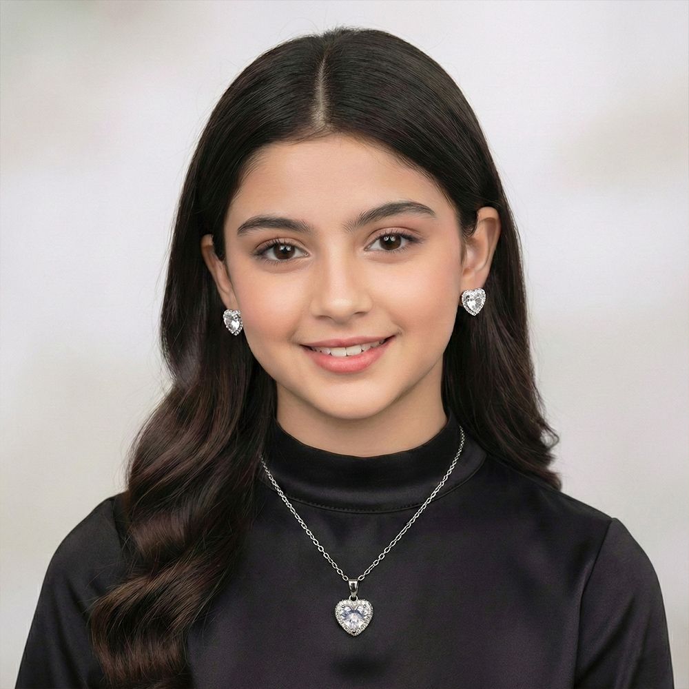 Heart Shape Stone Fashion Necklace Set For Women – মহিলাদের জন্য রোমান্টিক হার্ট শেপ স্টোনে তৈরি আকর্ষণীয় ফ্যাশন নেকলেস সেট - Image 6