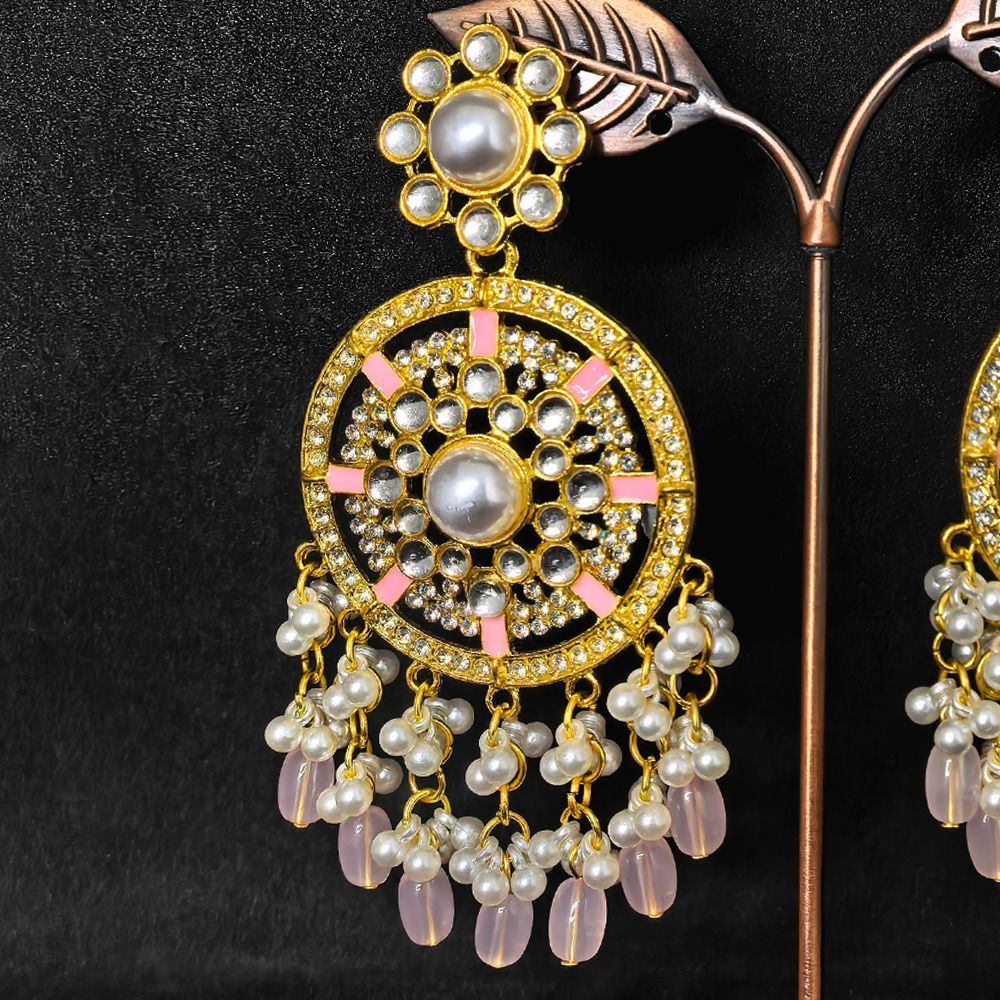 Gold plated kundan traditional earrings – মহিলাদের জন্য রাজকীয় চাঁদবালি ও ট্র্যাডিশনাল ইয়াররিং - Image 3