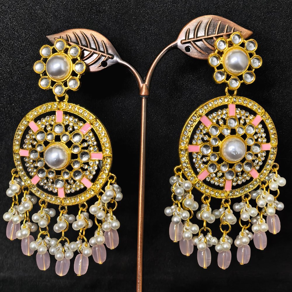 Gold plated kundan traditional earrings – মহিলাদের জন্য রাজকীয় চাঁদবালি ও ট্র্যাডিশনাল ইয়াররিং