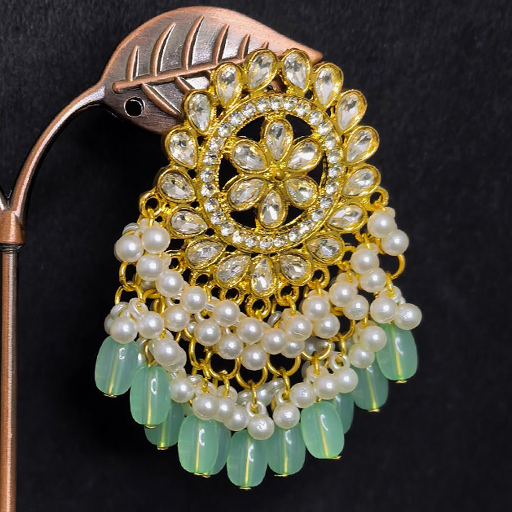 Gold plated traditional chandbali earrings – মহিলাদের জন্য রাজকীয় ফ্লোরাল কুন্দন ও ঝুমকা ইয়াররিং - Image 18