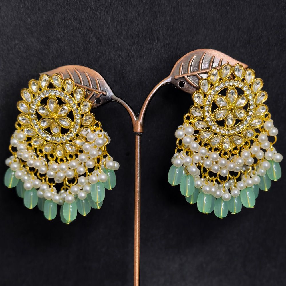 Gold plated mint color earrings for women with a premium finish.