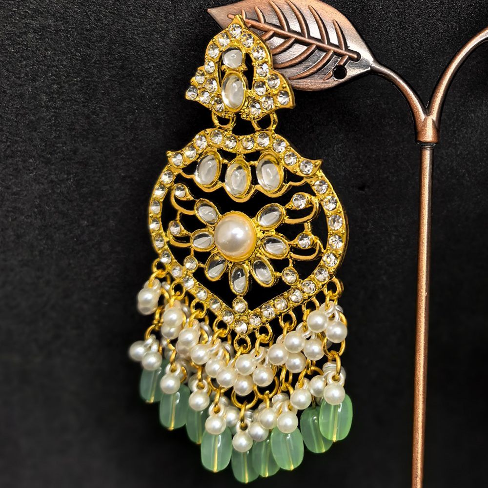 Gold plated kundan earrings with pearls – মহিলাদের জন্য রাজকীয় ফ্লোরাল কুন্দন ও ঝুমকা ইয়াররিং - Image 10