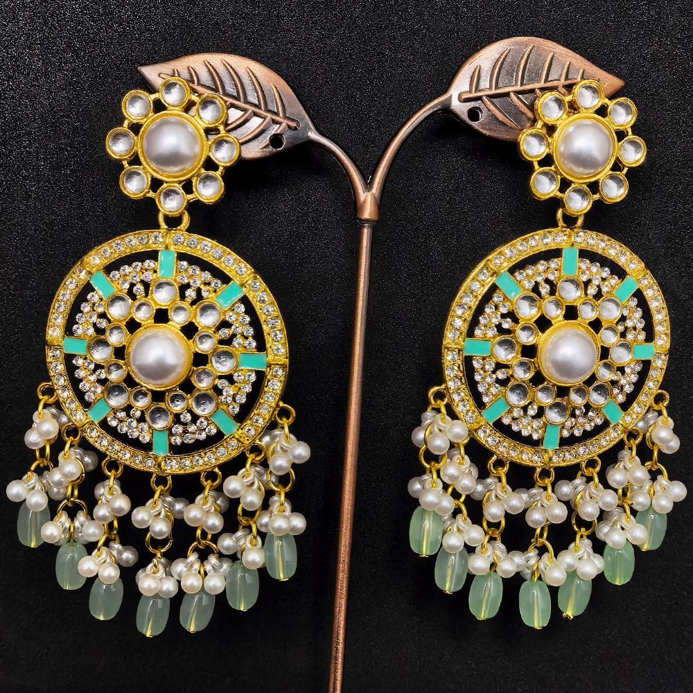 Gold plated kundan traditional earrings – মহিলাদের জন্য রাজকীয় চাঁদবালি ও ট্র্যাডিশনাল ইয়াররিং - Image 16