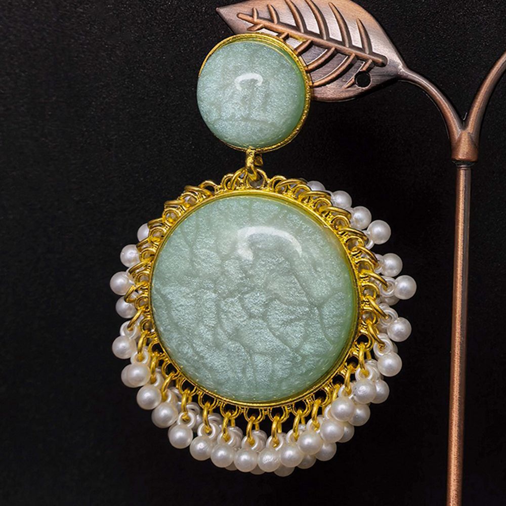 Gold plated kundan traditional earrings – মহিলাদের জন্য রাজকীয় কুন্দন ও পার্ল চ্যান্ডেলিয়ার ইয়াররিং - Image 18