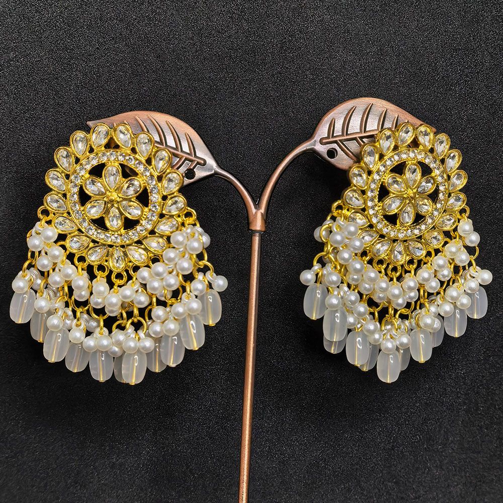 Gold plated off white color earrings for women with a classic touch.