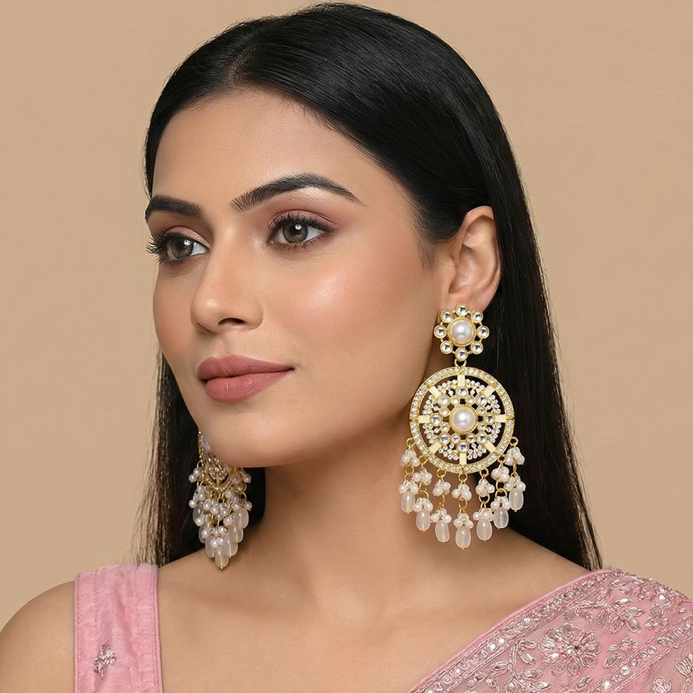 Gold plated kundan traditional earrings – মহিলাদের জন্য রাজকীয় চাঁদবালি ও ট্র্যাডিশনাল ইয়াররিং - Image 13