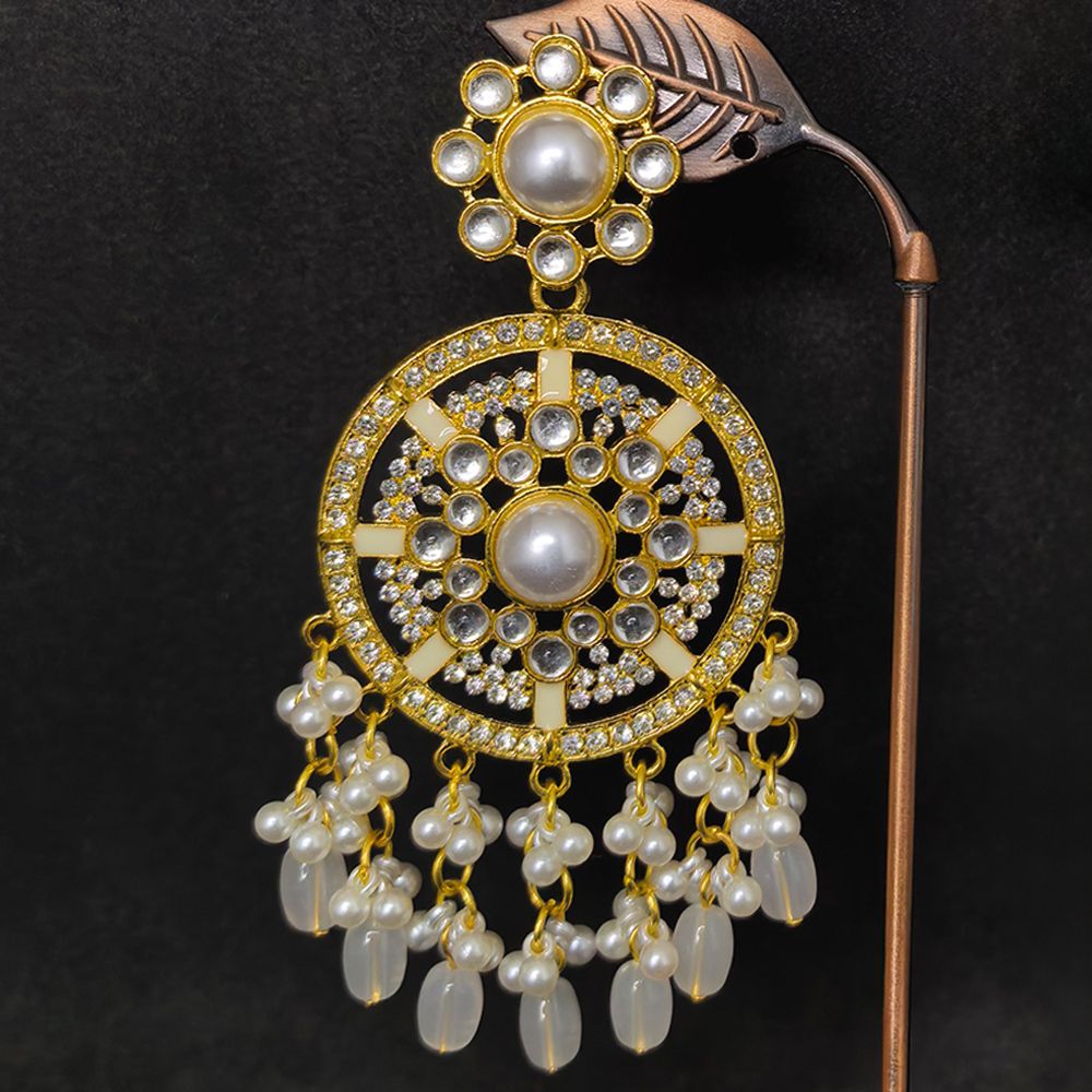 Gold plated kundan traditional earrings – মহিলাদের জন্য রাজকীয় চাঁদবালি ও ট্র্যাডিশনাল ইয়াররিং - Image 11