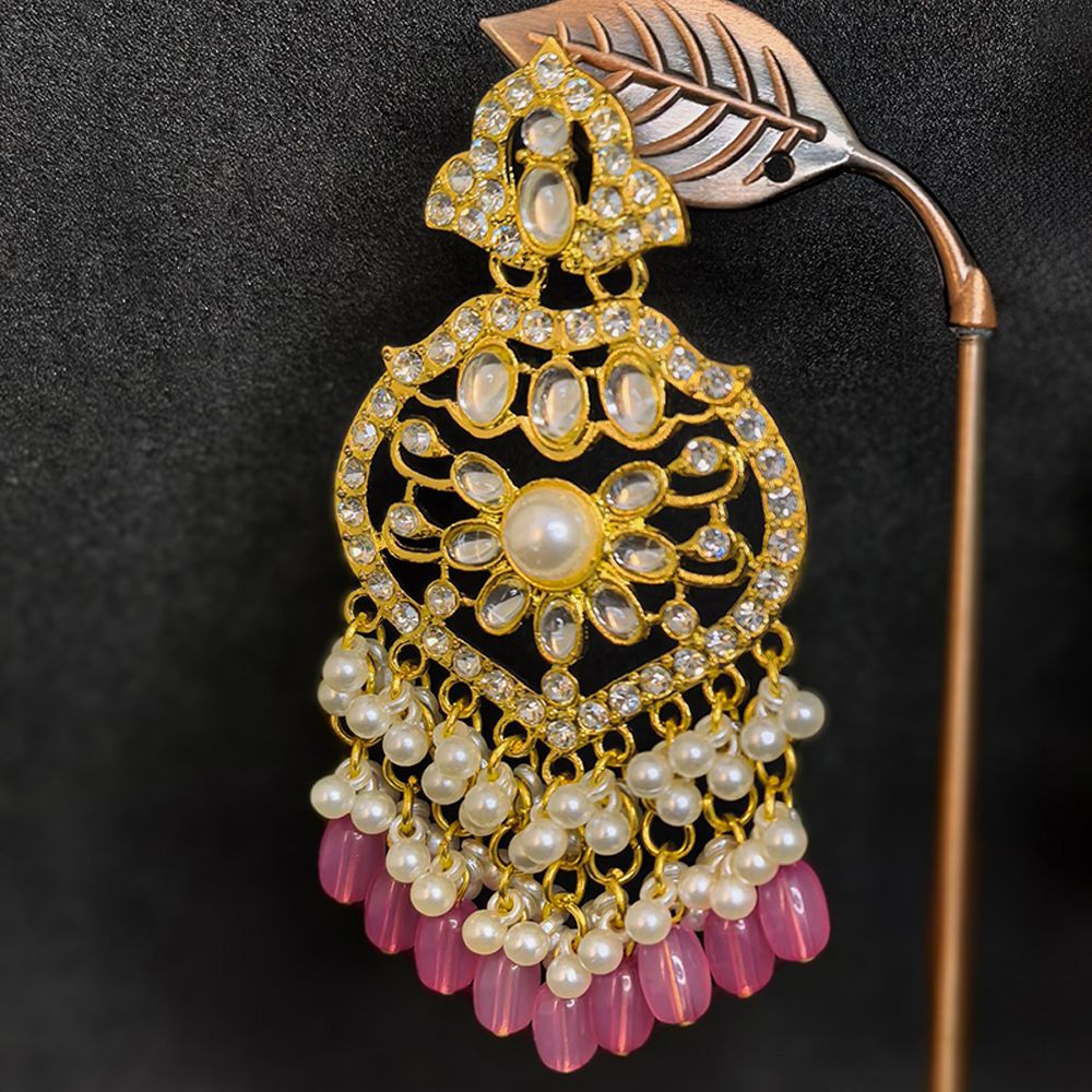 Gold plated kundan earrings with pearls – মহিলাদের জন্য রাজকীয় ফ্লোরাল কুন্দন ও ঝুমকা ইয়াররিং - Image 16