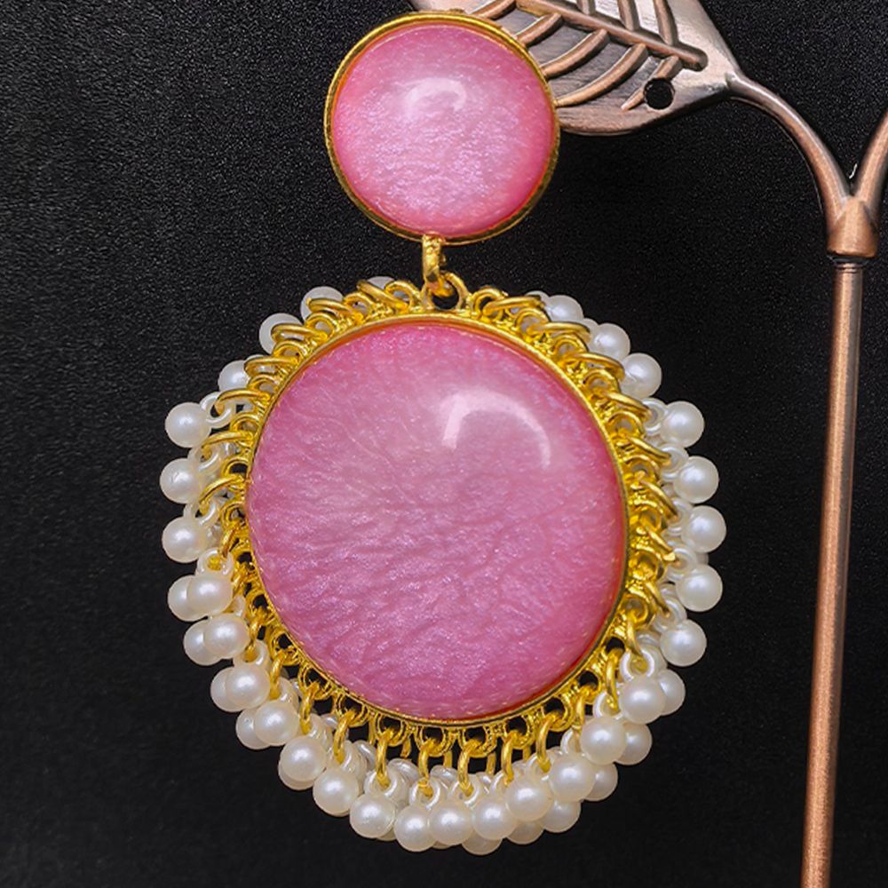 Gold plated kundan traditional earrings – মহিলাদের জন্য রাজকীয় কুন্দন ও পার্ল চ্যান্ডেলিয়ার ইয়াররিং - Image 6