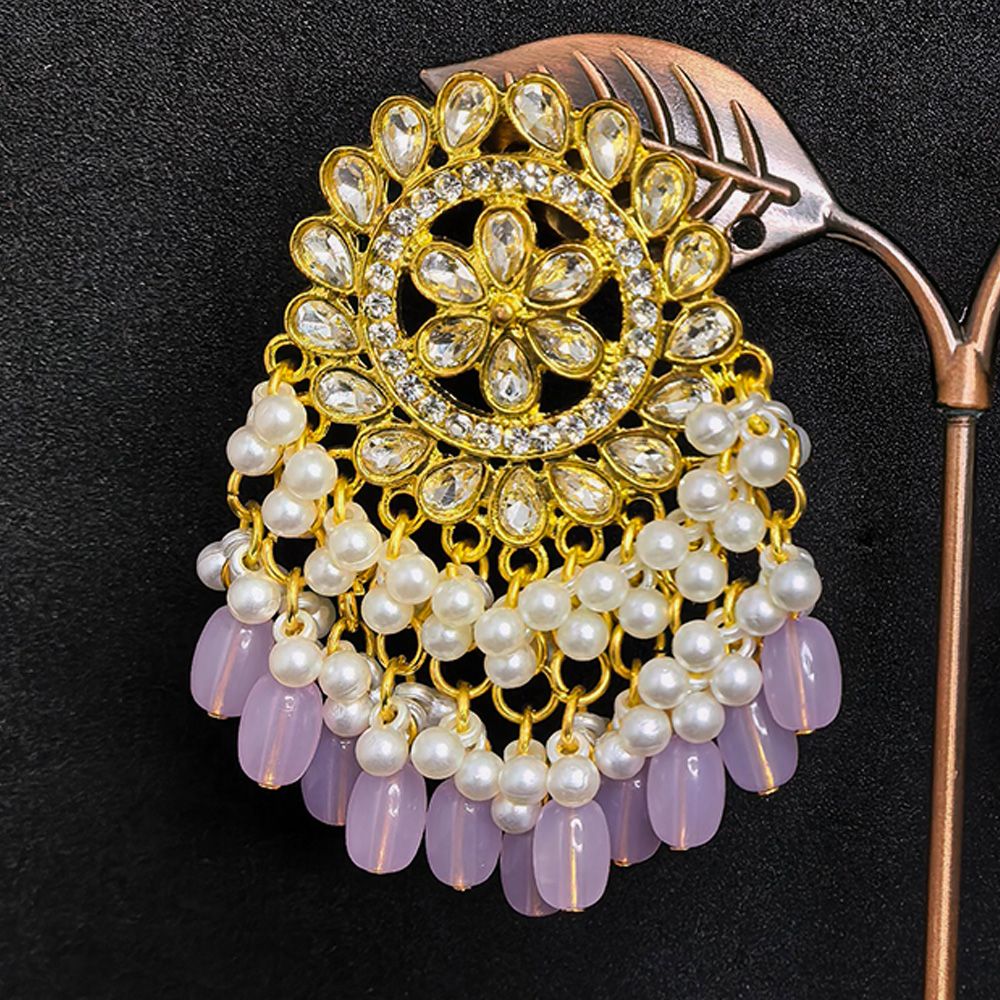 Gold plated traditional chandbali earrings – মহিলাদের জন্য রাজকীয় ফ্লোরাল কুন্দন ও ঝুমকা ইয়াররিং - Image 14