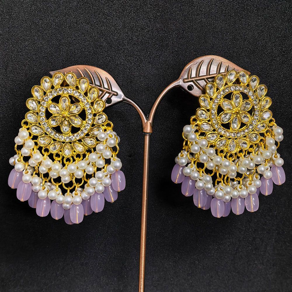 Gold plated purple color earrings for women with elegant design.