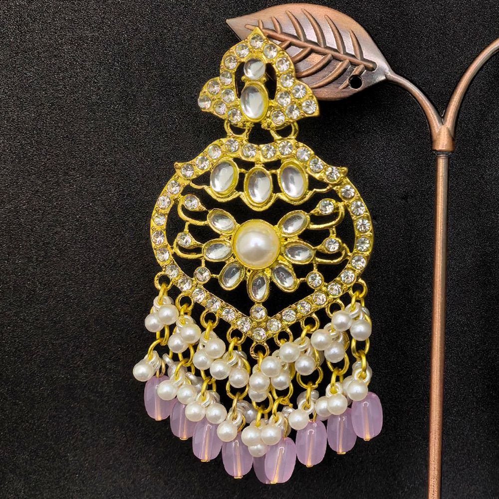 Gold plated kundan earrings with pearls – মহিলাদের জন্য রাজকীয় ফ্লোরাল কুন্দন ও ঝুমকা ইয়াররিং - Image 7