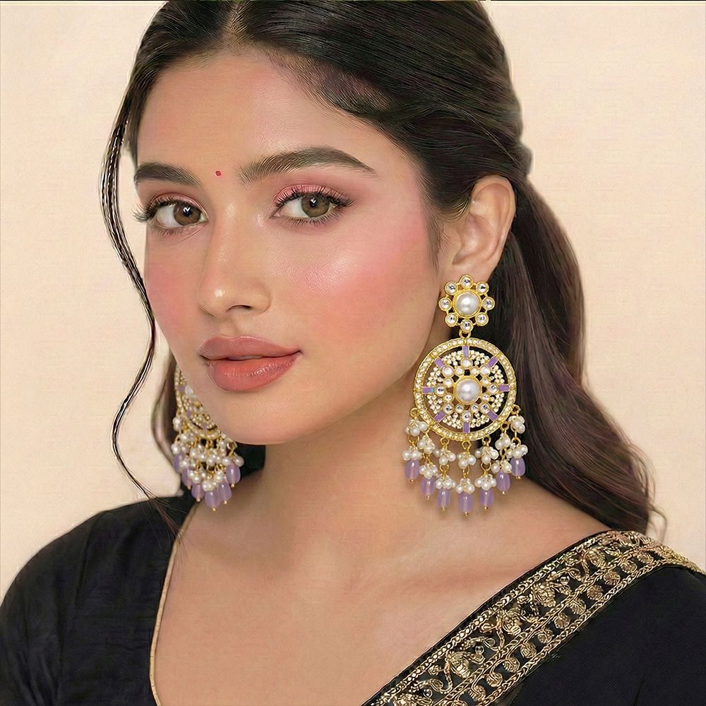 Gold plated kundan traditional earrings – মহিলাদের জন্য রাজকীয় চাঁদবালি ও ট্র্যাডিশনাল ইয়াররিং - Image 15