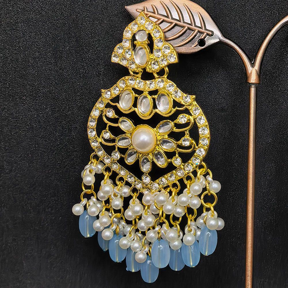Gold plated kundan earrings with pearls – মহিলাদের জন্য রাজকীয় ফ্লোরাল কুন্দন ও ঝুমকা ইয়াররিং - Image 5
