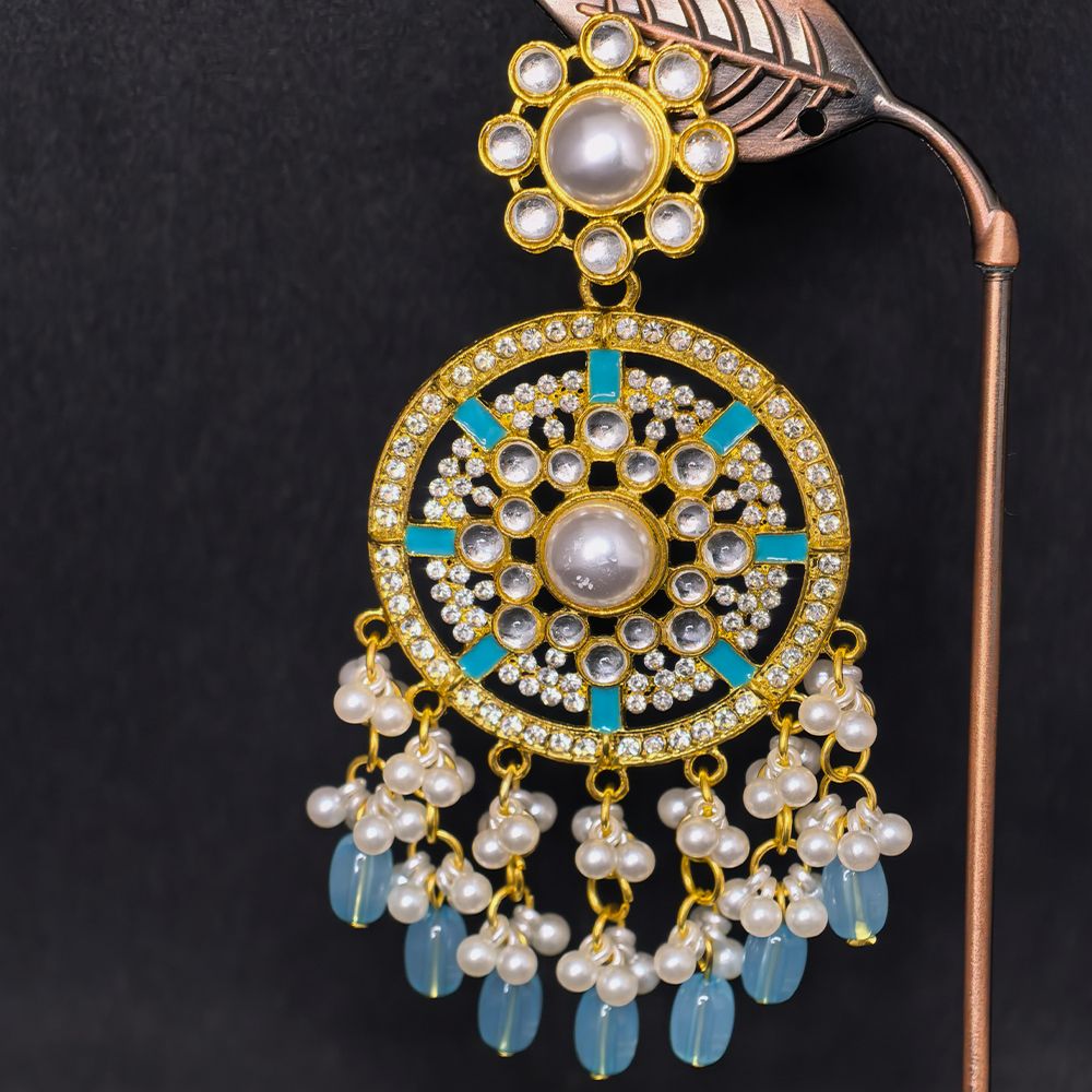 Gold plated kundan traditional earrings – মহিলাদের জন্য রাজকীয় চাঁদবালি ও ট্র্যাডিশনাল ইয়াররিং - Image 9