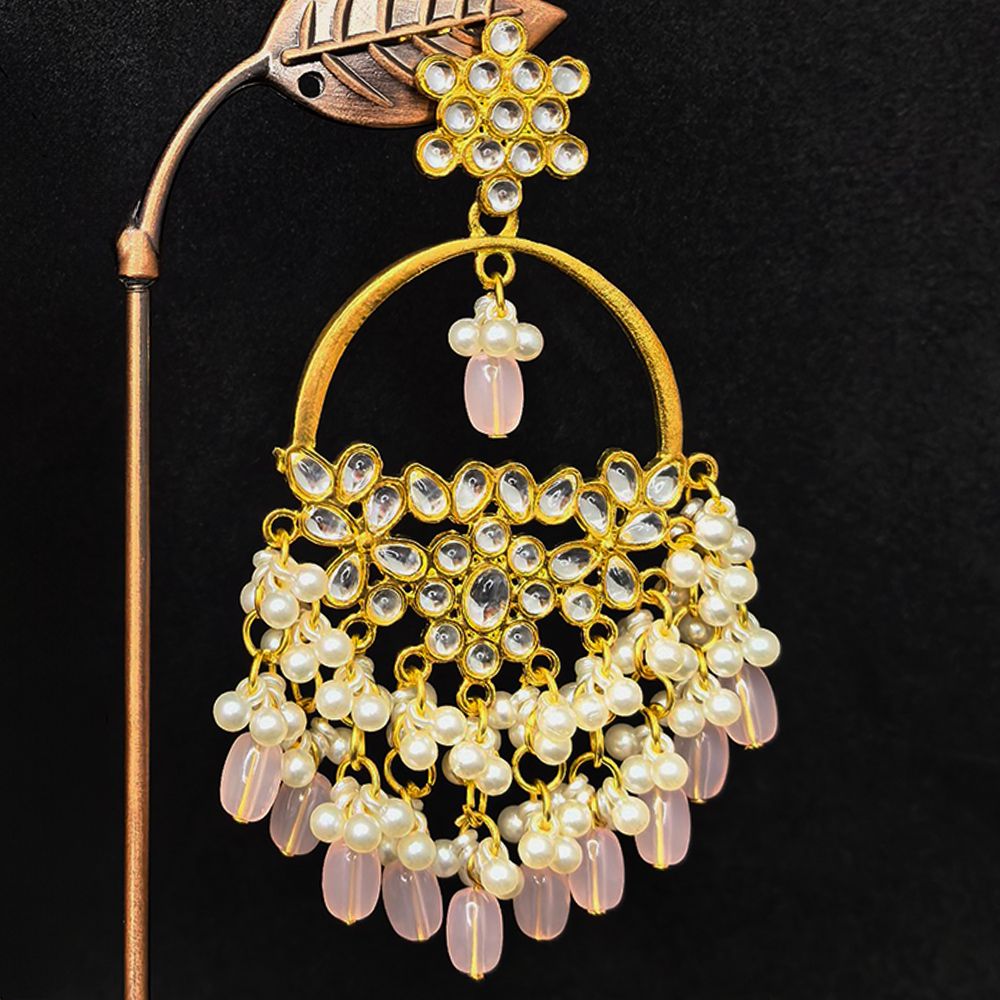 Gold-plated fashion stud earrings – মহিলাদের জন্য কুন্দন স্টাইল চ্যান্ডেলিয়ার ইয়াররিং - Image 7