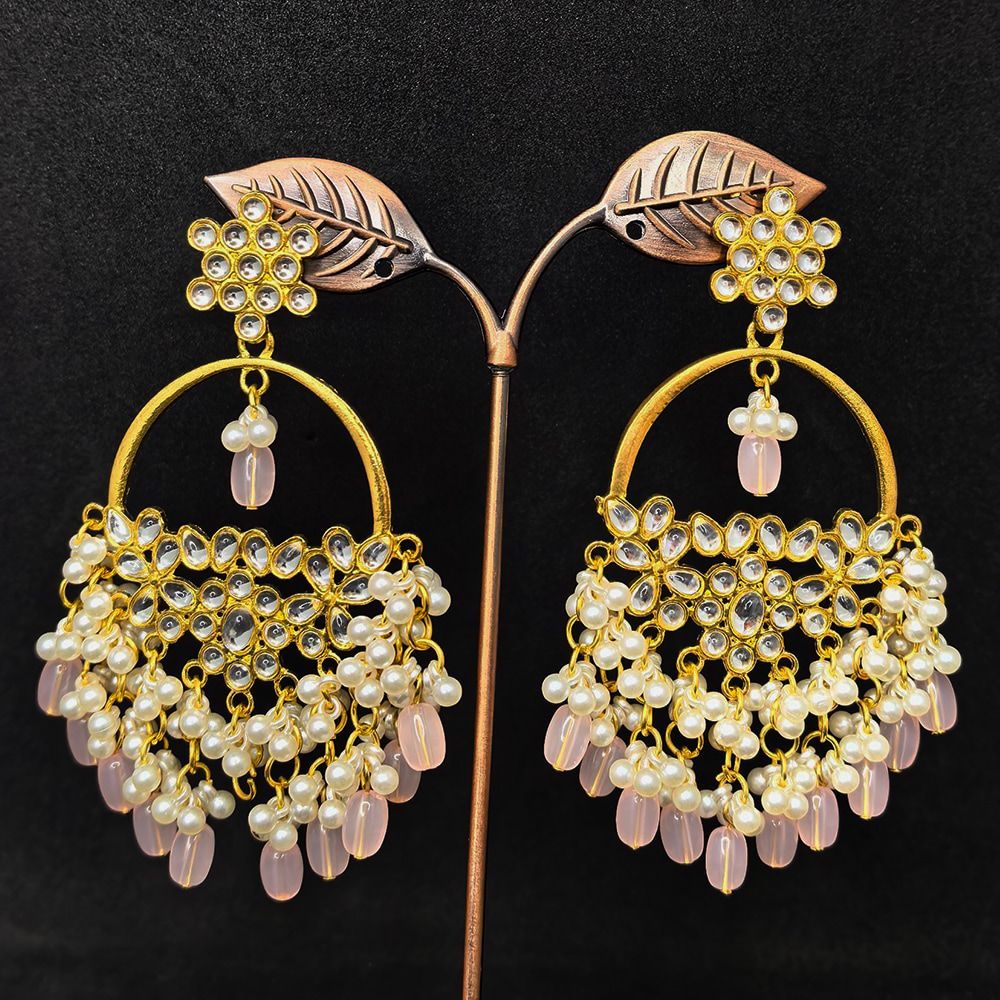 Gold-plated fashion stud earrings – মহিলাদের জন্য কুন্দন স্টাইল চ্যান্ডেলিয়ার ইয়াররিং - Image 5