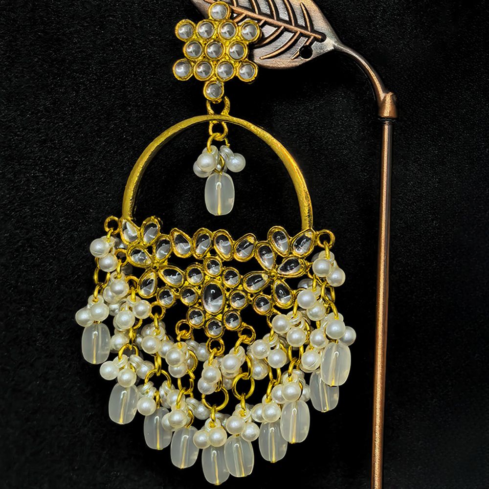 Gold-plated fashion stud earrings – মহিলাদের জন্য কুন্দন স্টাইল চ্যান্ডেলিয়ার ইয়াররিং - Image 13