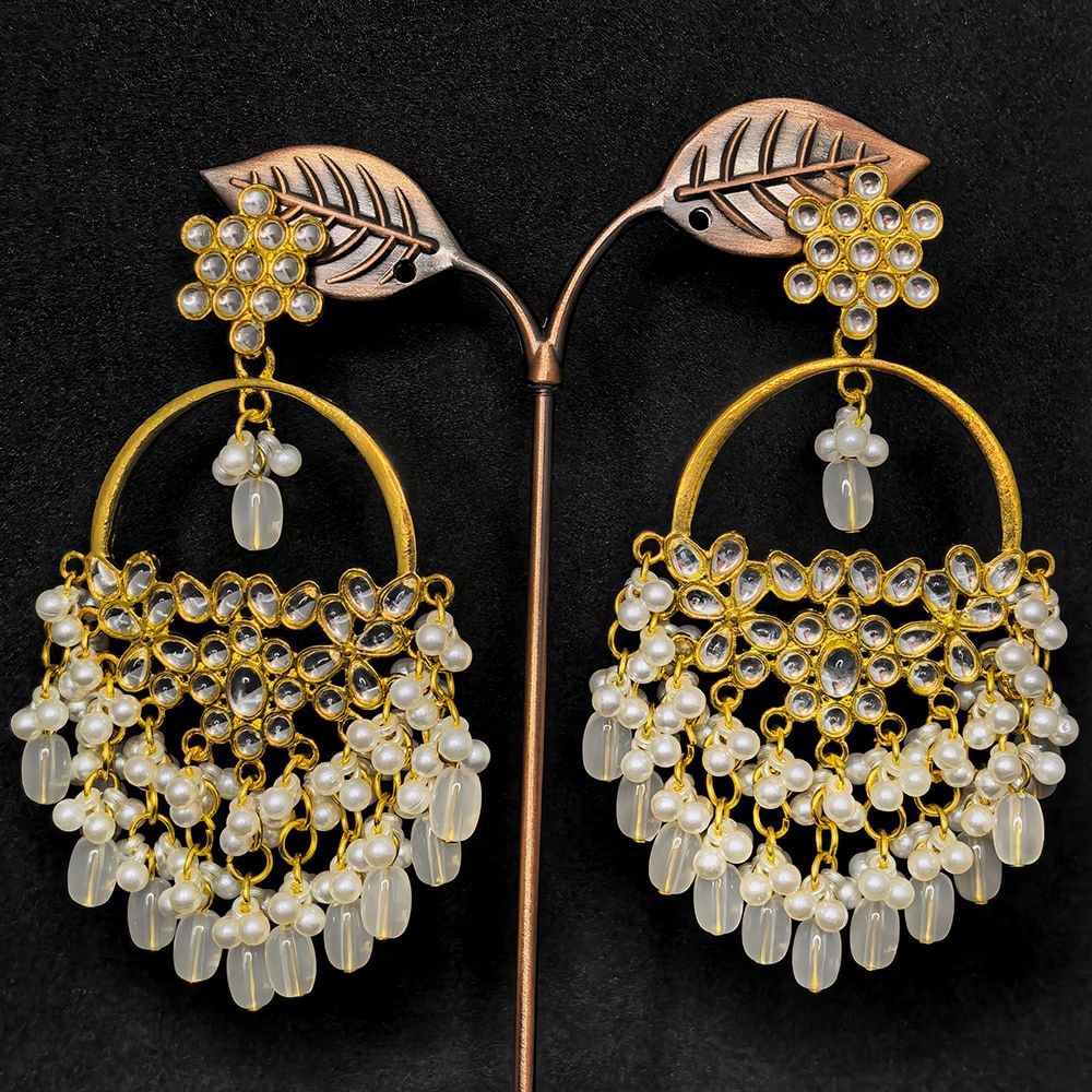 Gold-plated fashion stud earrings – মহিলাদের জন্য কুন্দন স্টাইল চ্যান্ডেলিয়ার ইয়াররিং - Image 11
