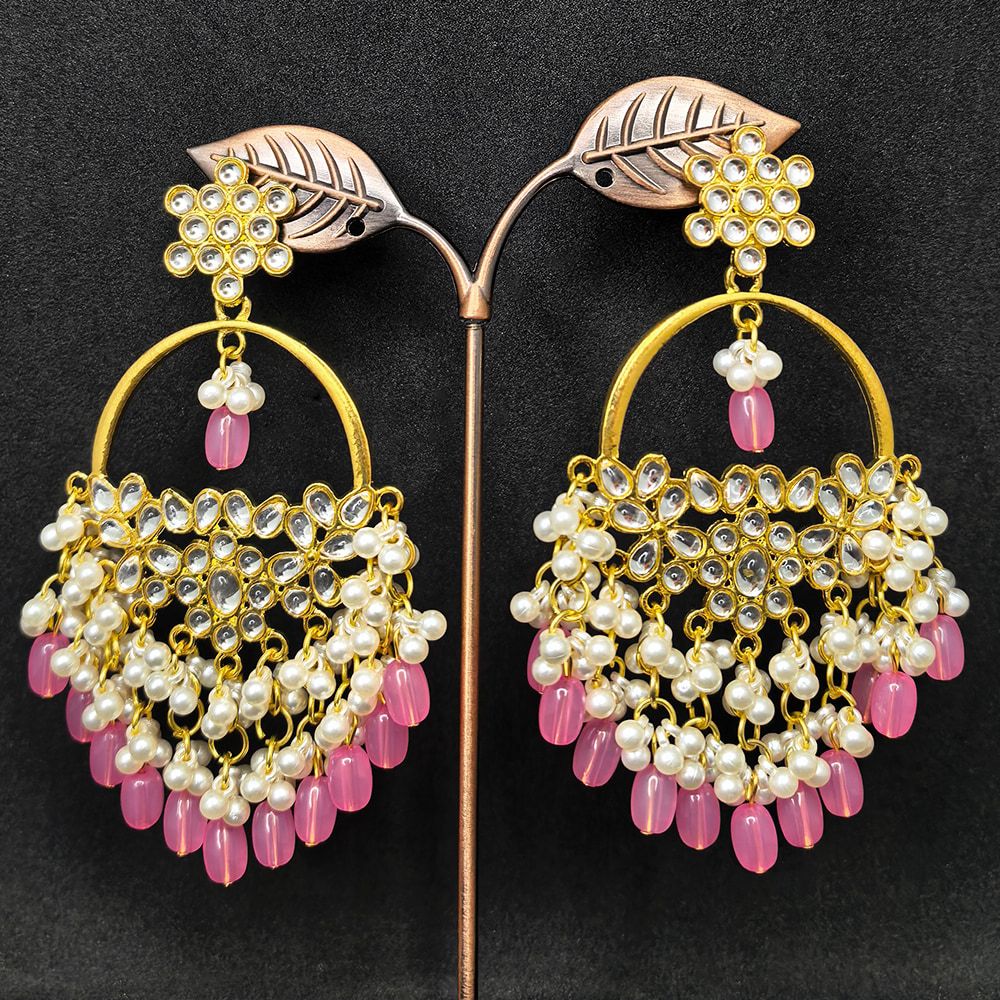 Gold-plated fashion stud earrings – মহিলাদের জন্য কুন্দন স্টাইল চ্যান্ডেলিয়ার ইয়াররিং - Image 9