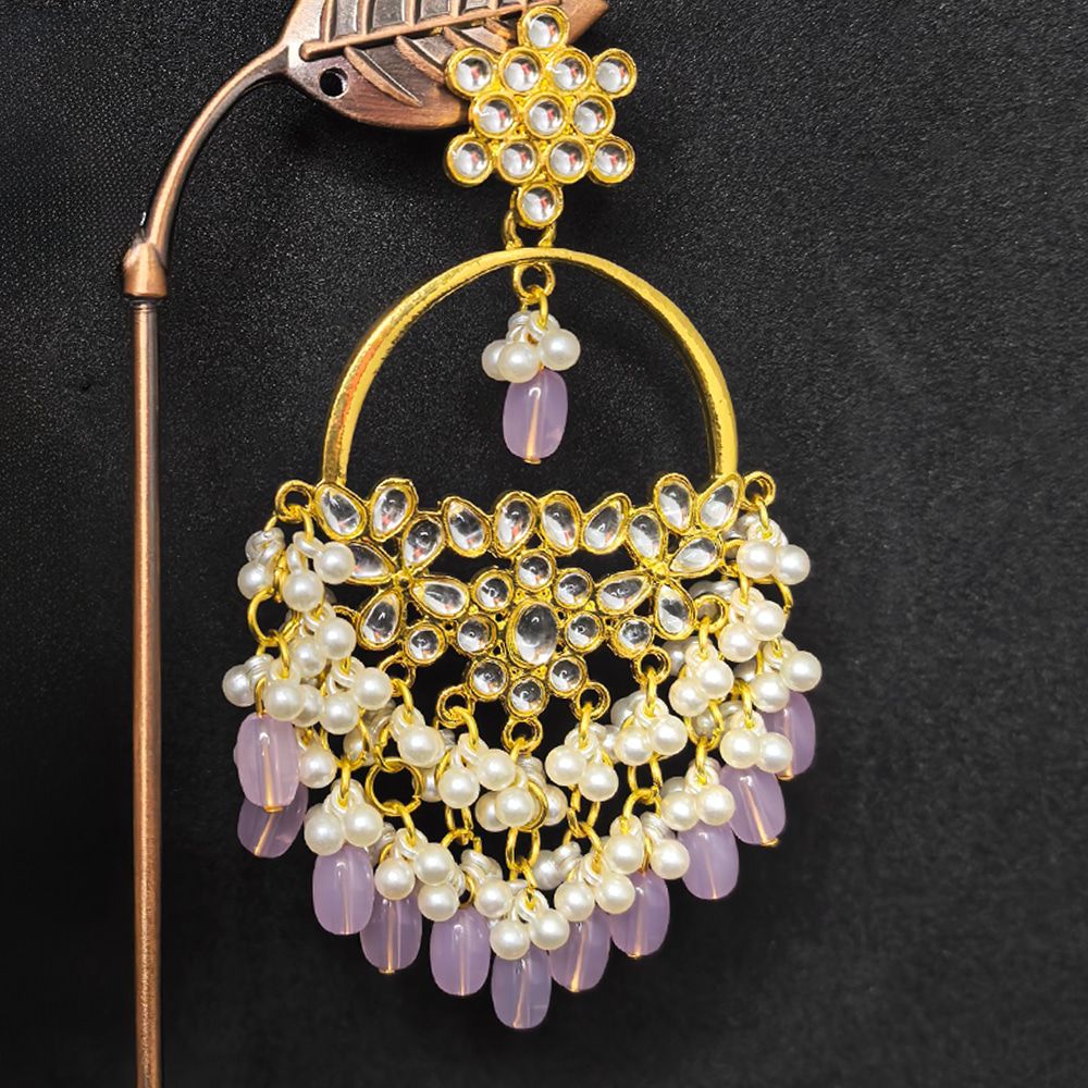 Gold-plated fashion stud earrings – মহিলাদের জন্য কুন্দন স্টাইল চ্যান্ডেলিয়ার ইয়াররিং - Image 4