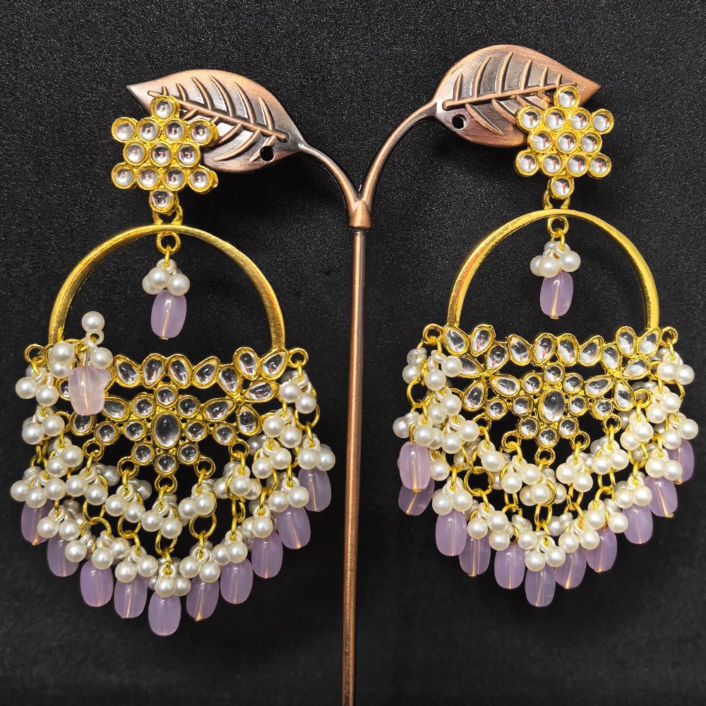 Gold-plated fashion stud earrings – মহিলাদের জন্য কুন্দন স্টাইল চ্যান্ডেলিয়ার ইয়াররিং - Image 3