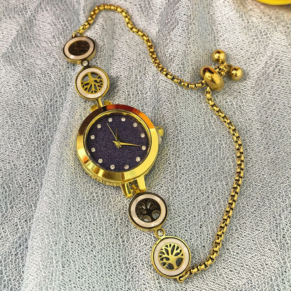 Women's gold toned quartz bracelet watch – মহিলাদের জন্য রাজকীয় ব্রেসলেট ঘড়ি ও ফ্লোরাল ওয়াচ কালেকশন - Image 3