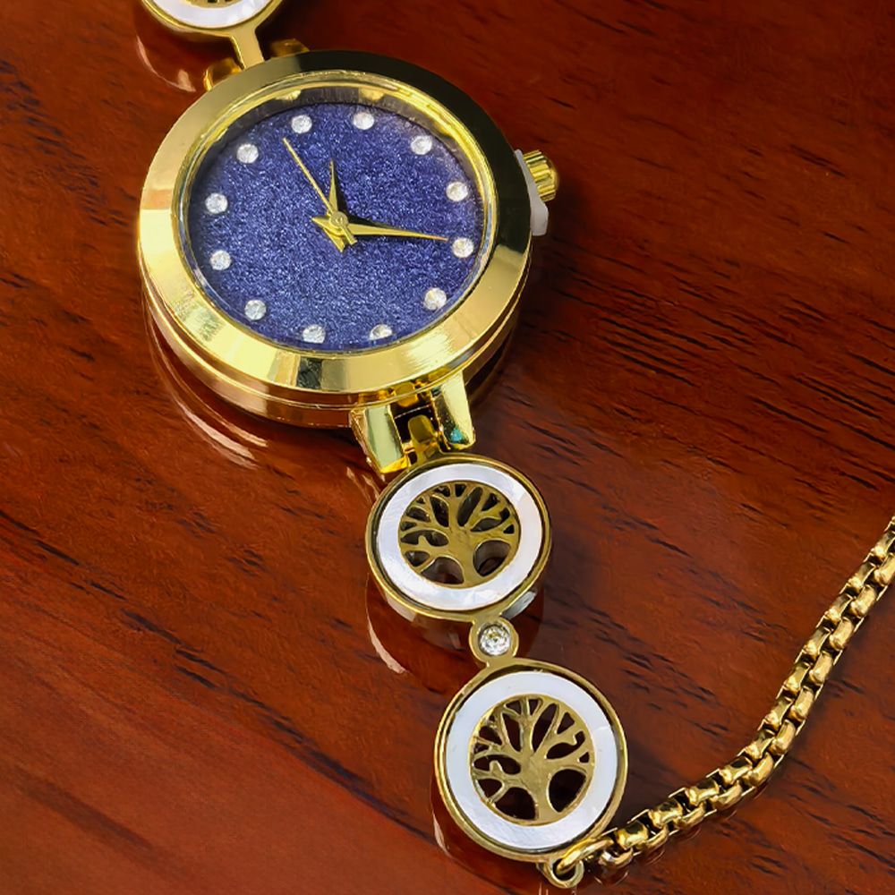 Women's gold toned quartz bracelet watch – মহিলাদের জন্য রাজকীয় ব্রেসলেট ঘড়ি ও ফ্লোরাল ওয়াচ কালেকশন - Image 2