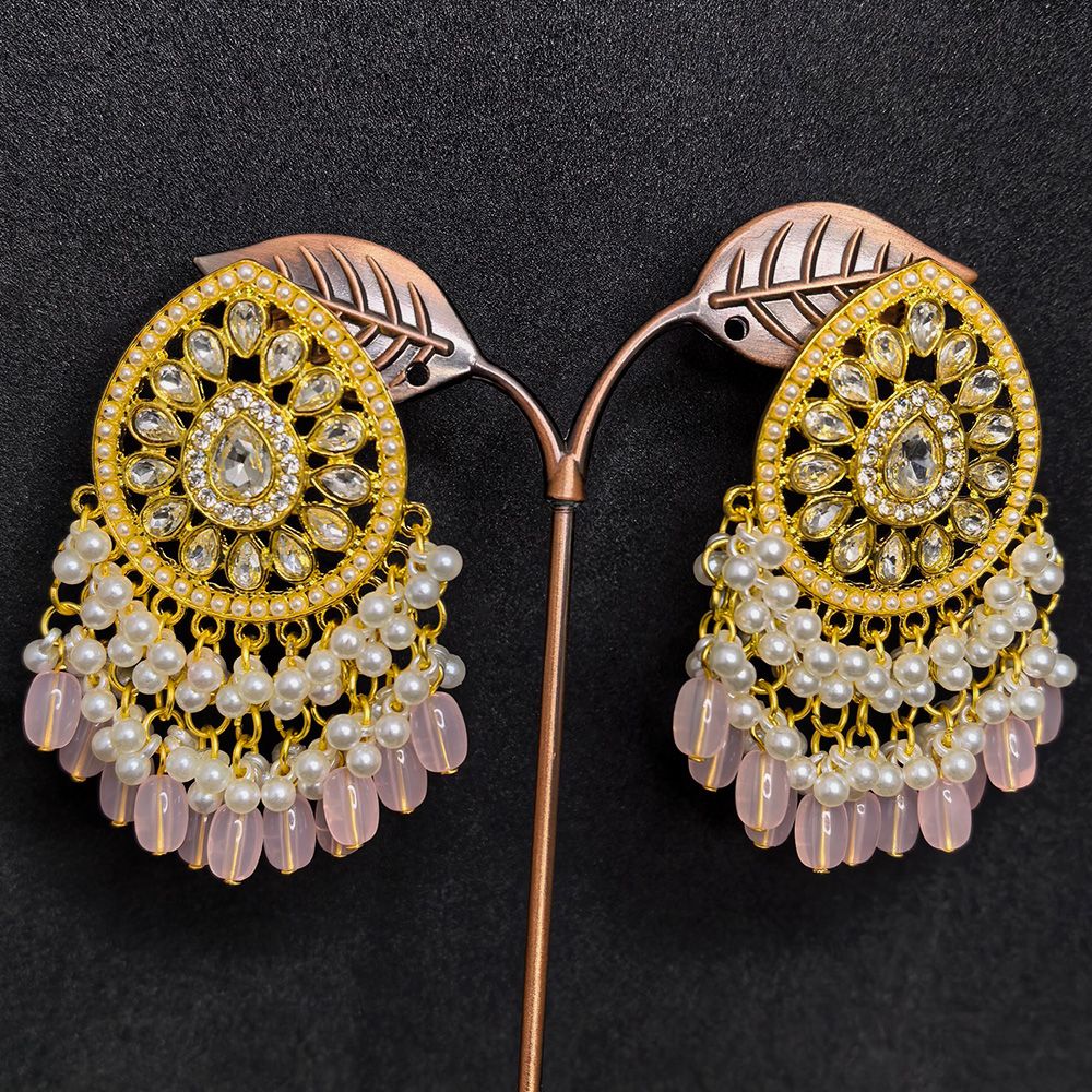 Light pink color oval shape earrings for women with a soft pastel finish.