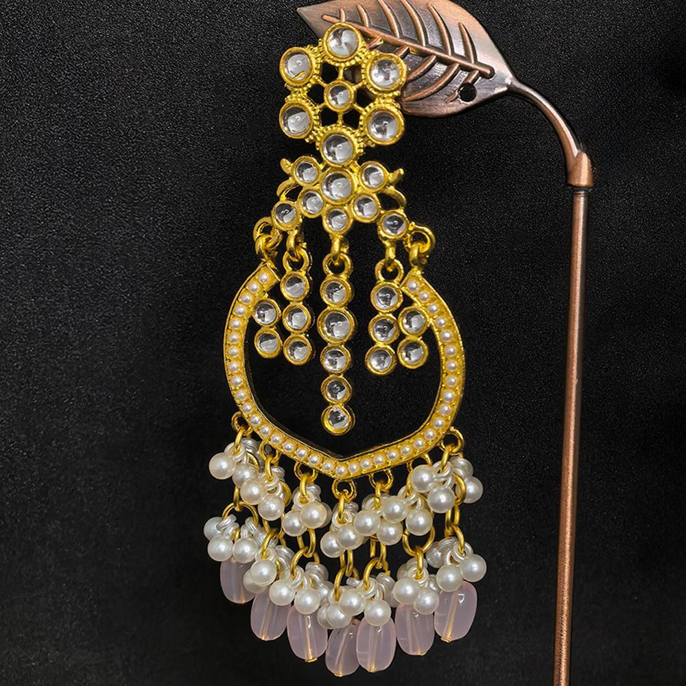 Kundan jhumka earrings with pearls – মহিলাদের জন্য রাজকীয় কুন্দন ও পার্ল লেয়ারড ঝুমকা - Image 4