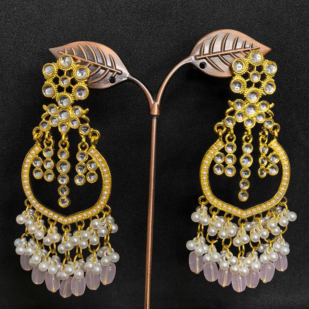 Elegant light pink color kundan earrings for a graceful feminine look.