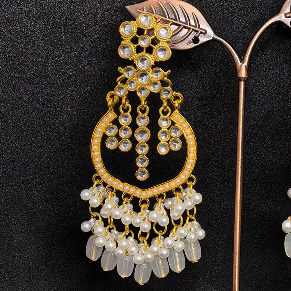 Kundan jhumka earrings with pearls – মহিলাদের জন্য রাজকীয় কুন্দন ও পার্ল লেয়ারড ঝুমকা - Image 18