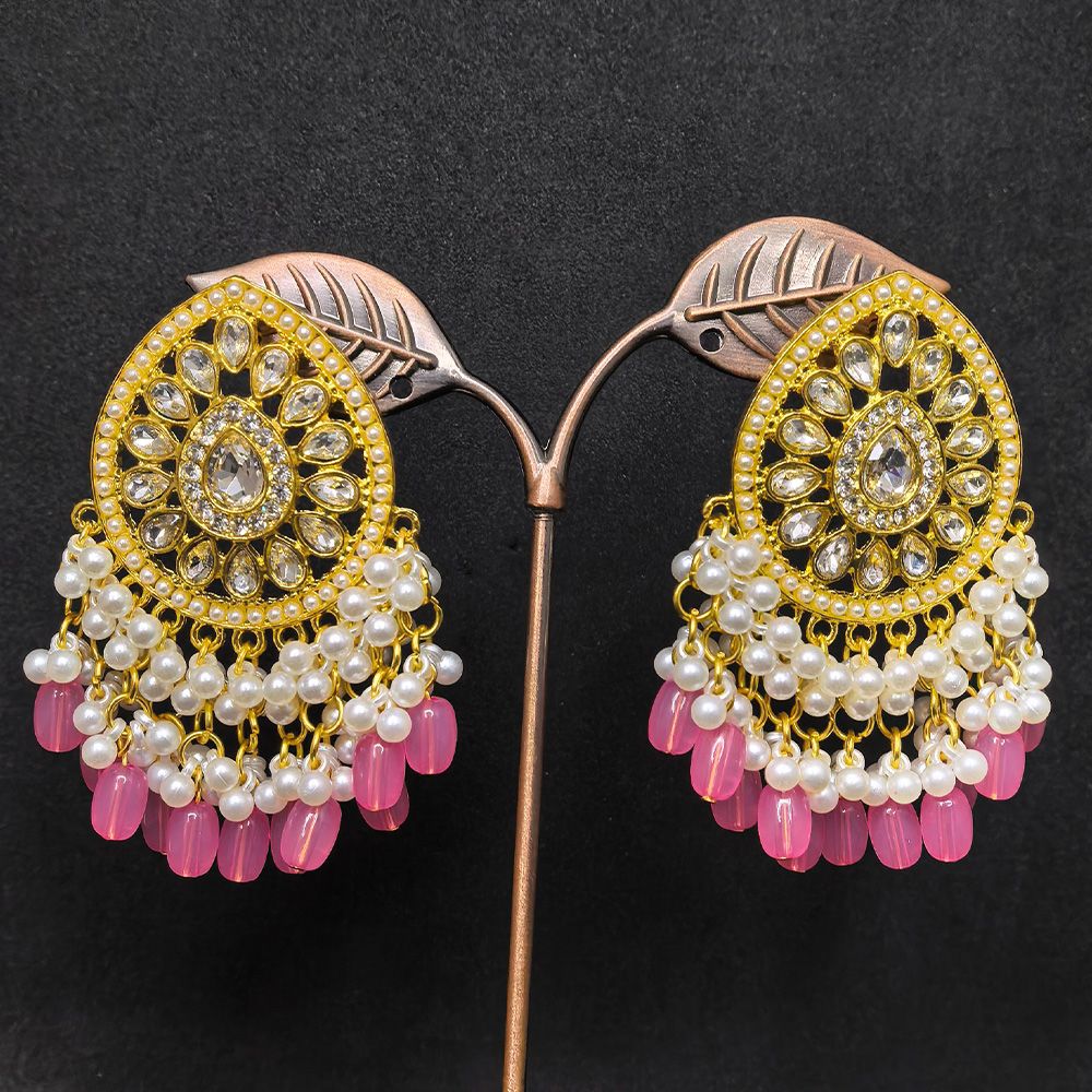 Vibrant pink color oval shape earrings for women for a stylish look.