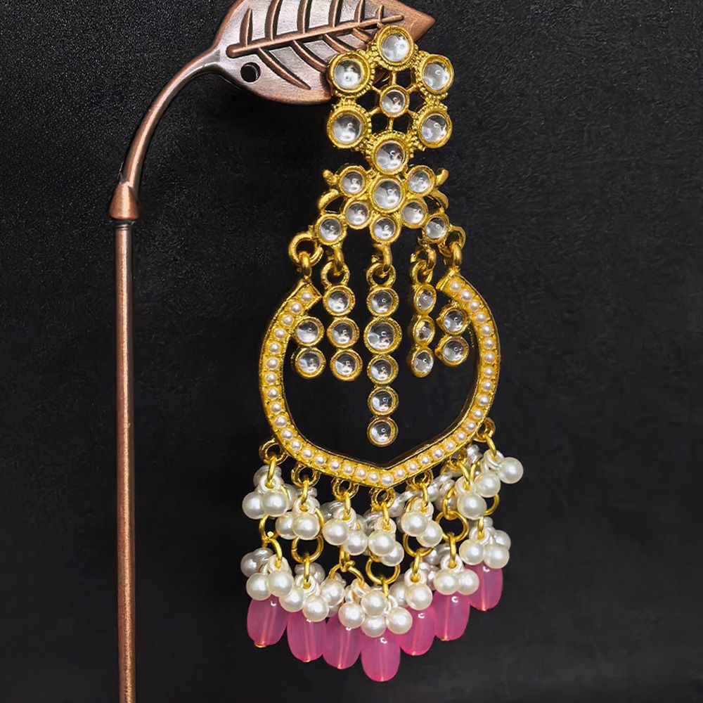 Kundan jhumka earrings with pearls – মহিলাদের জন্য রাজকীয় কুন্দন ও পার্ল লেয়ারড ঝুমকা - Image 6