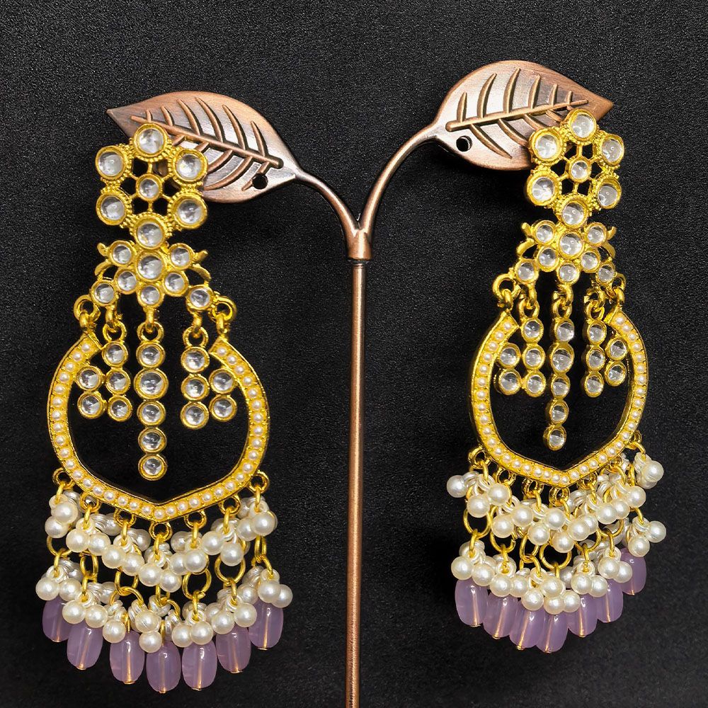 Beautiful purple color kundan earrings for a stylish ethnic look.