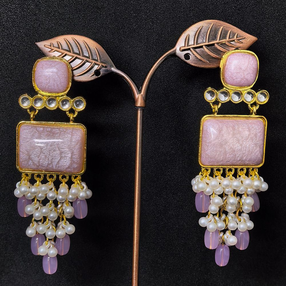 Pearl drop earrings for women with stones – মহিলাদের ফ্যাশনেবল স্টোন ও পার্ল ড্যাংলিং ইয়াররিং - Image 12