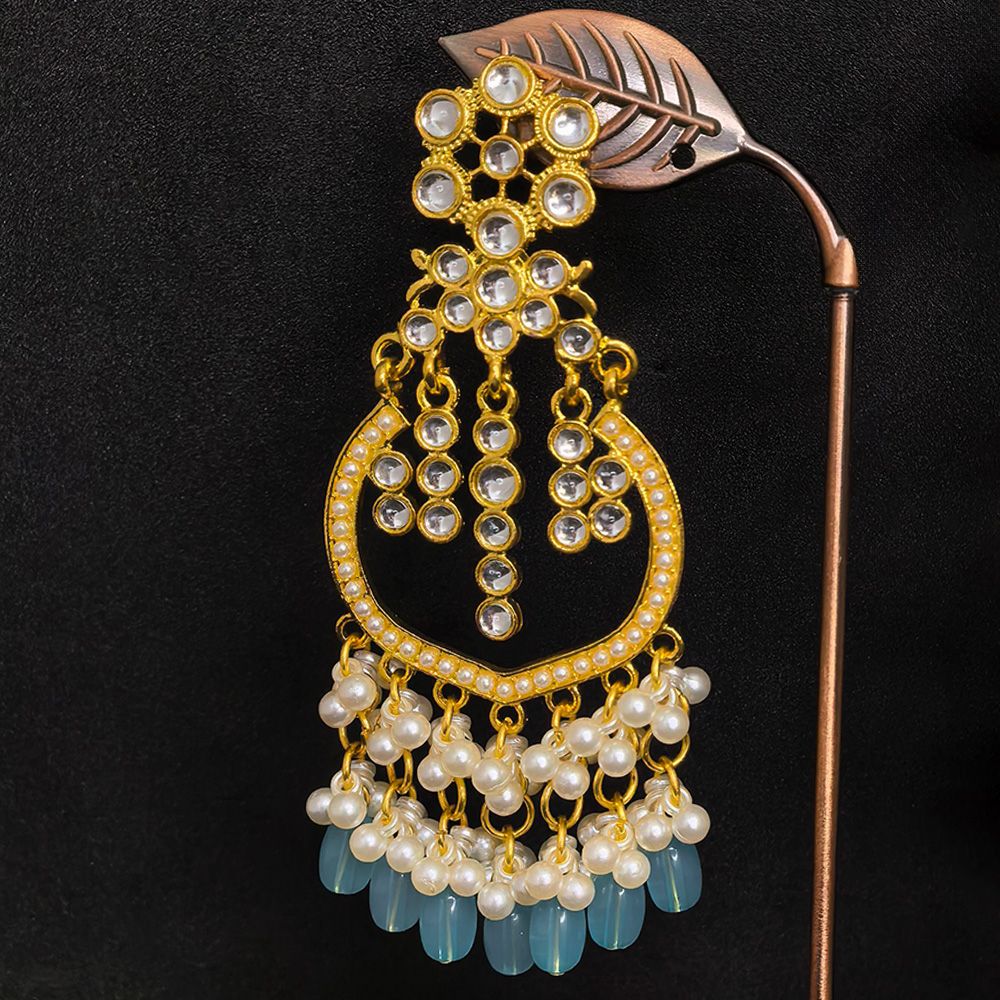 Kundan jhumka earrings with pearls – মহিলাদের জন্য রাজকীয় কুন্দন ও পার্ল লেয়ারড ঝুমকা - Image 9