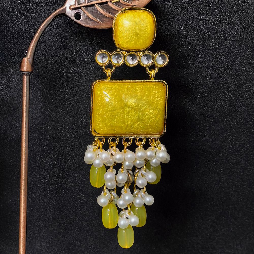 Pearl drop earrings for women with stones – মহিলাদের ফ্যাশনেবল স্টোন ও পার্ল ড্যাংলিং ইয়াররিং - Image 10