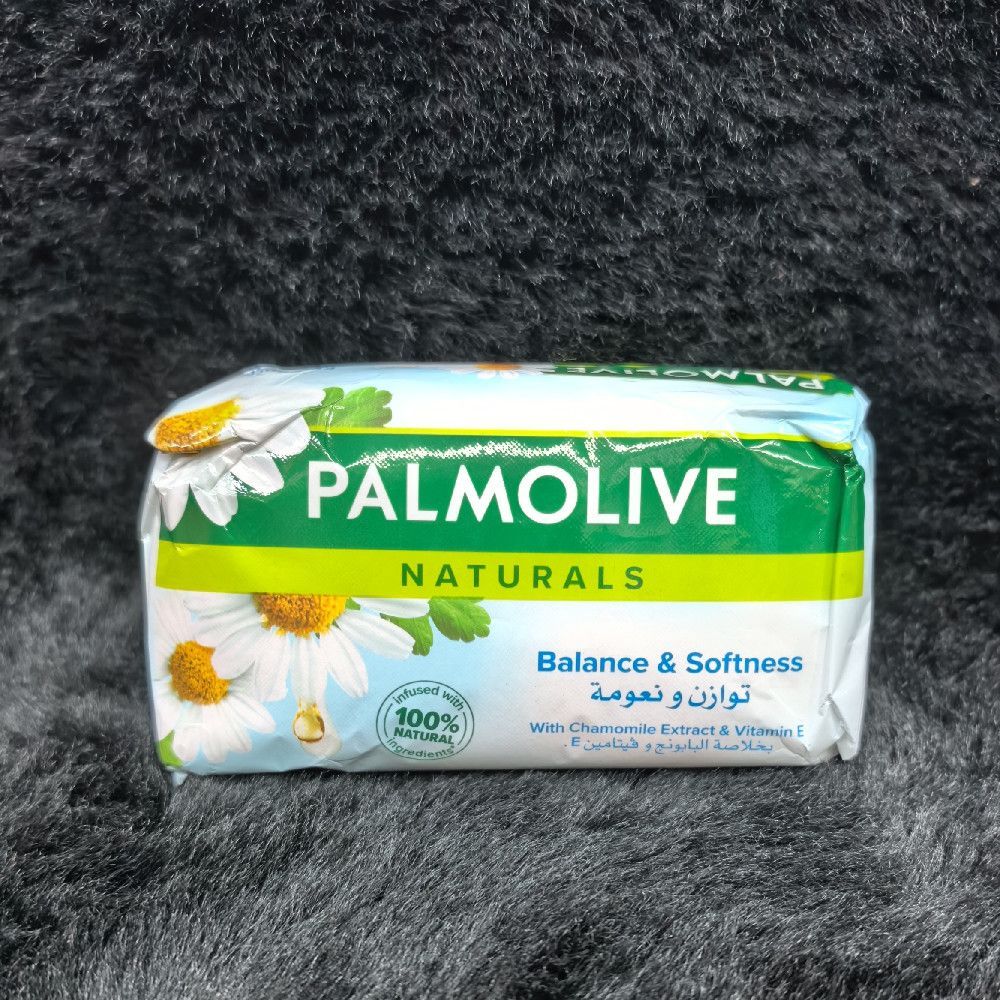 Palmolive Naturals Balance & Softness soap bar in wrapper, green