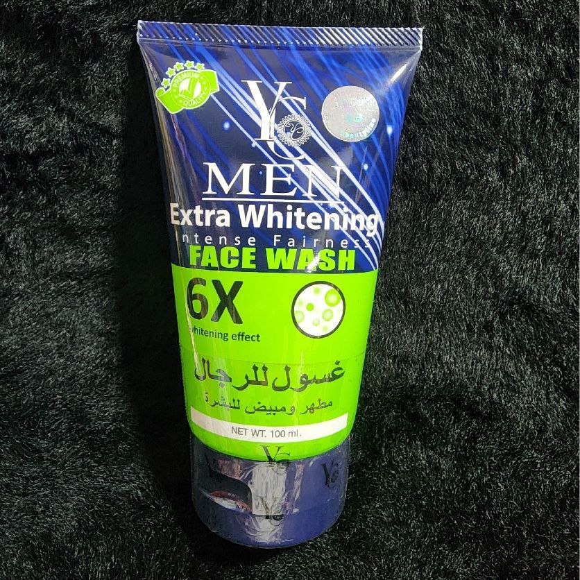 YC Men's Extra Whitening Face Wash 100ml Plastic Bottle – Green/Blue