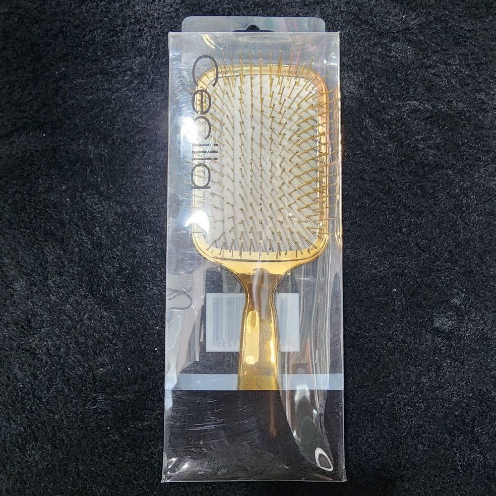Cecilia Paddle Hair Brush with Gold, White & Clear Handles – Detangling, Professional Styling Tool for All Hair Types