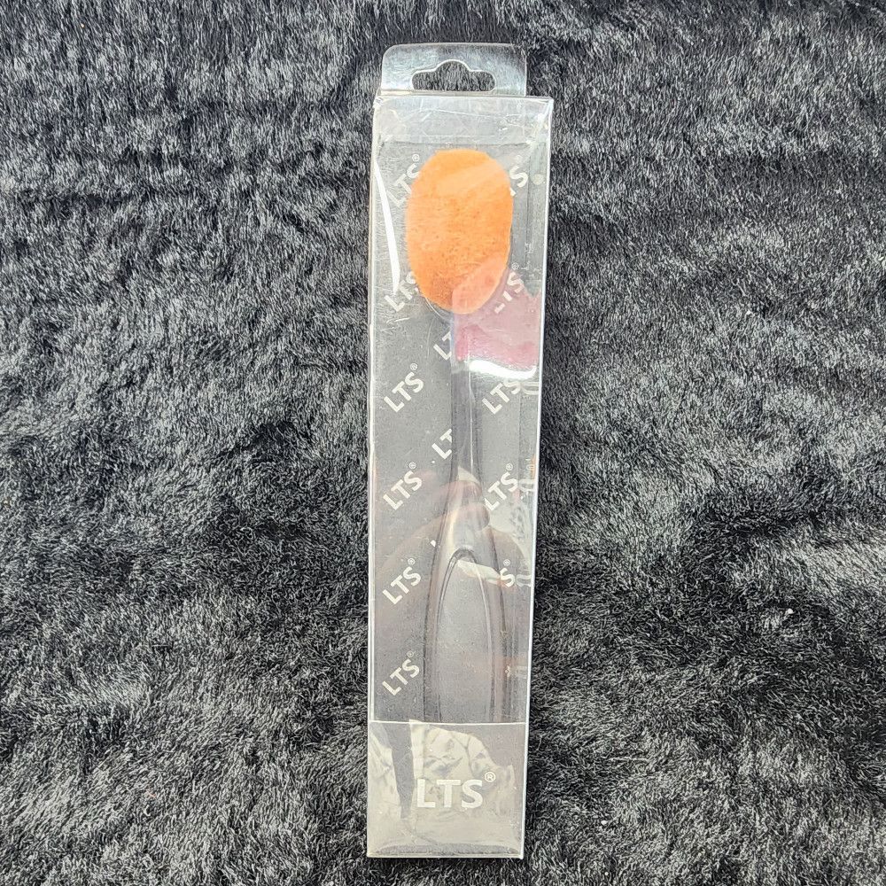 Oval Makeup Brush – Synthetic Bristles, Orange/Black/Clear Handle LTS