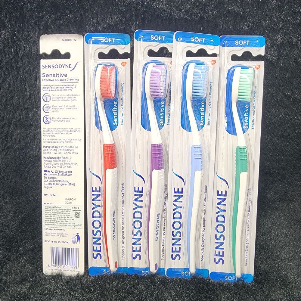 Sensodyne Soft Sensitive Toothbrush with White, Blue and Red Handles single brush