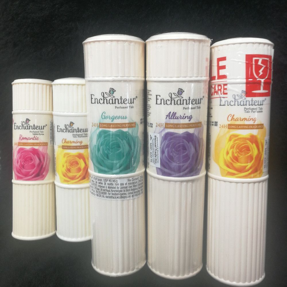 Enchanteur Perfumed Talc – 24H Long‑Lasting Fragrance, Ribbed Bottle