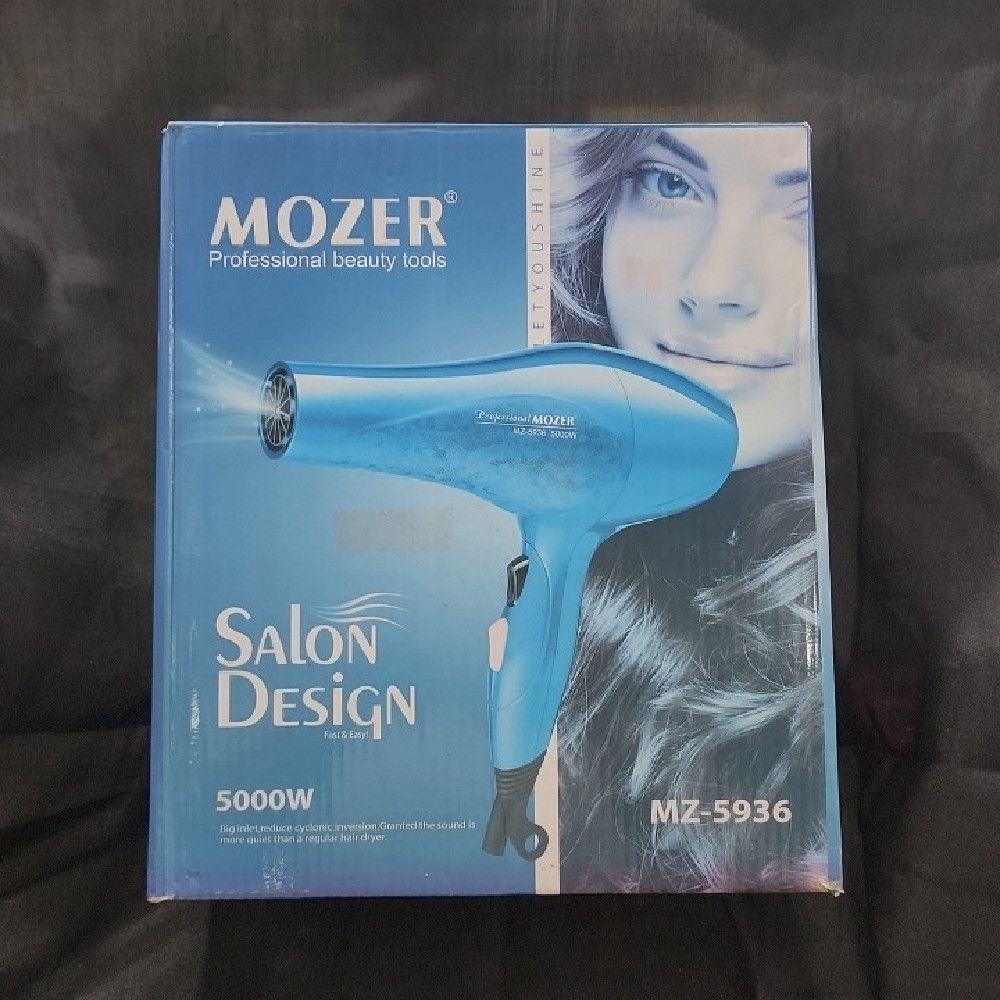 MOZER Salon Design 5000W Hair Dryer – Blue Black White Plastic