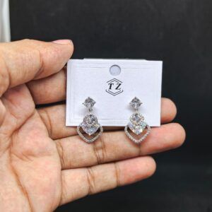 Silver Crystal Pave Earrings with Clear Stones for Women Elegant